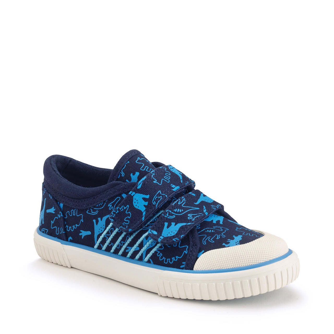Startrite Raptor Navy blue dino print boys and girls rip tape canvas shoes Bloom and Alfie
